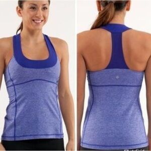 Lululemon blue heathered scoop neck sports tank top Sz 8